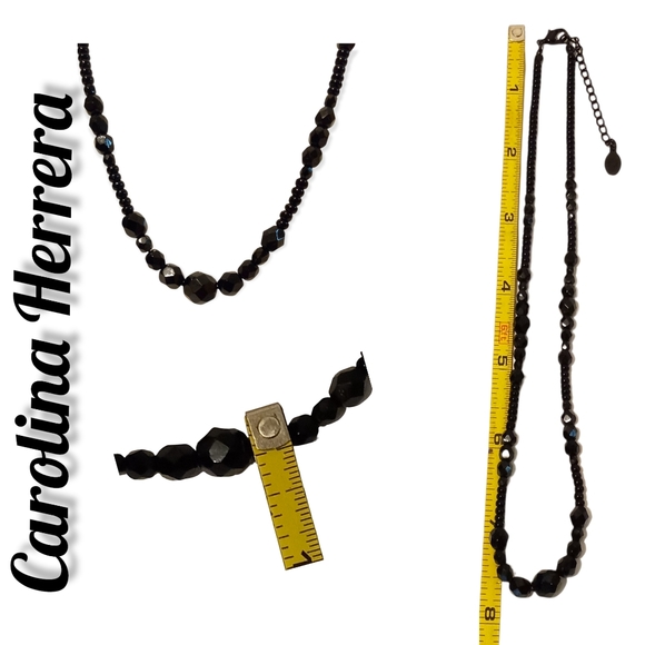 🌻Carolina Herrera Beautiful Woman Necklace Set Black Beaded  😍 🌻 - Picture 2 of 6